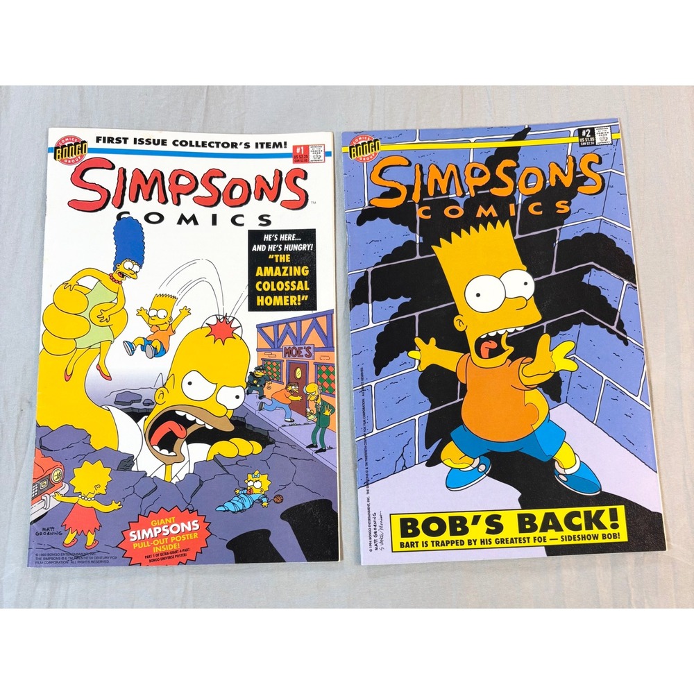 The Simpsons Comics # 1-2 Bongo Comics 1993 1994  First Issue Poster edition